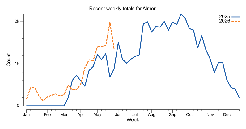 Recent weekly trend chart for Almon