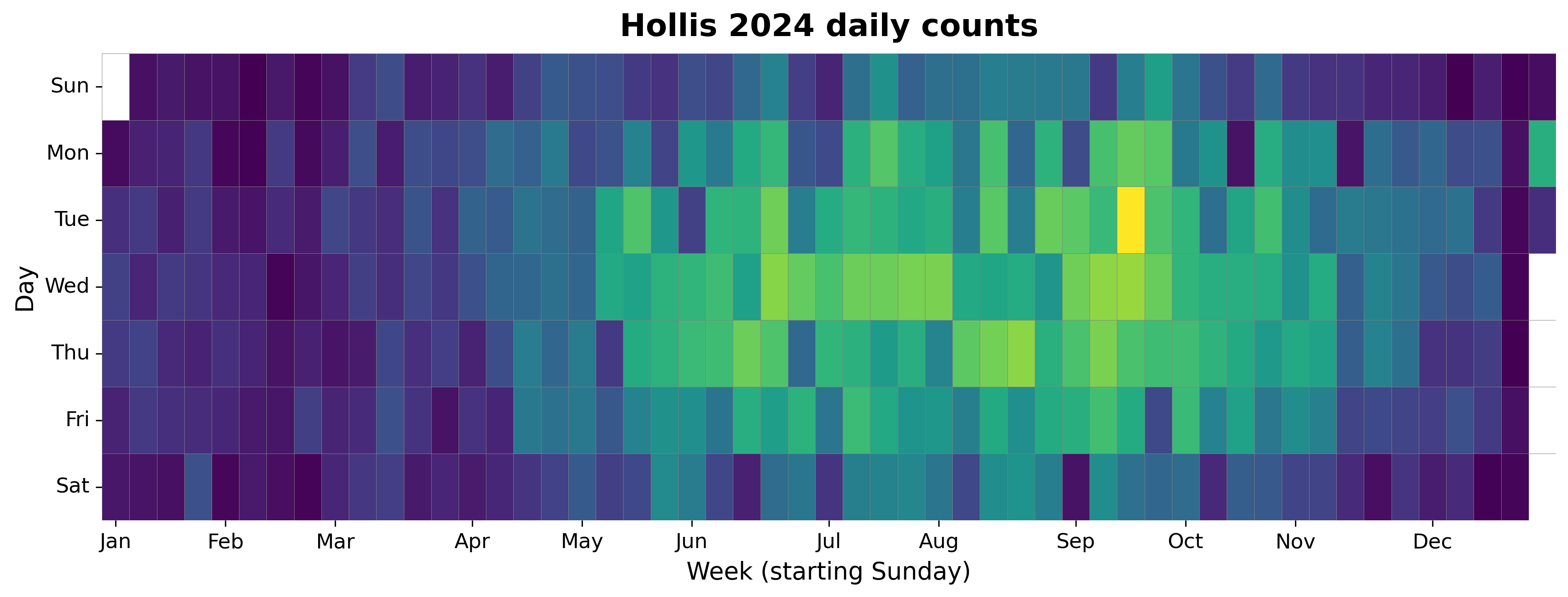 2024 daily heatmap for Hollis