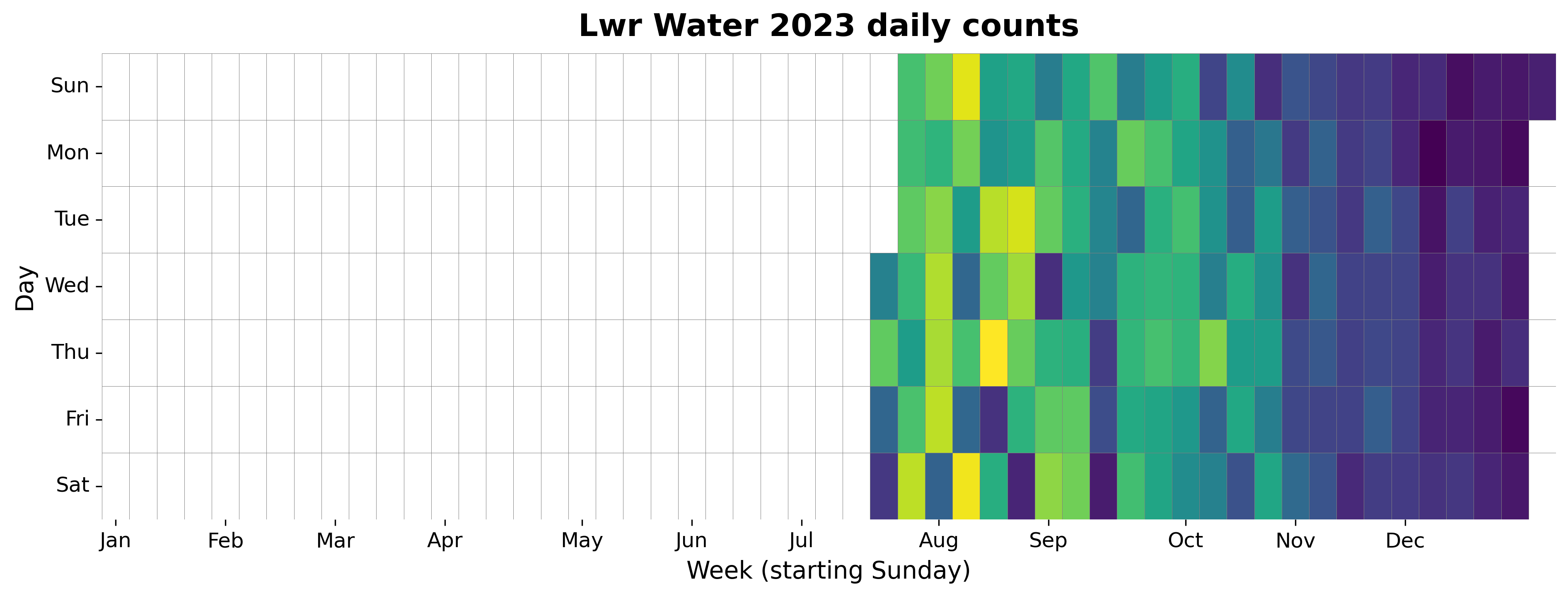 2023 daily heatmap for Lower Water