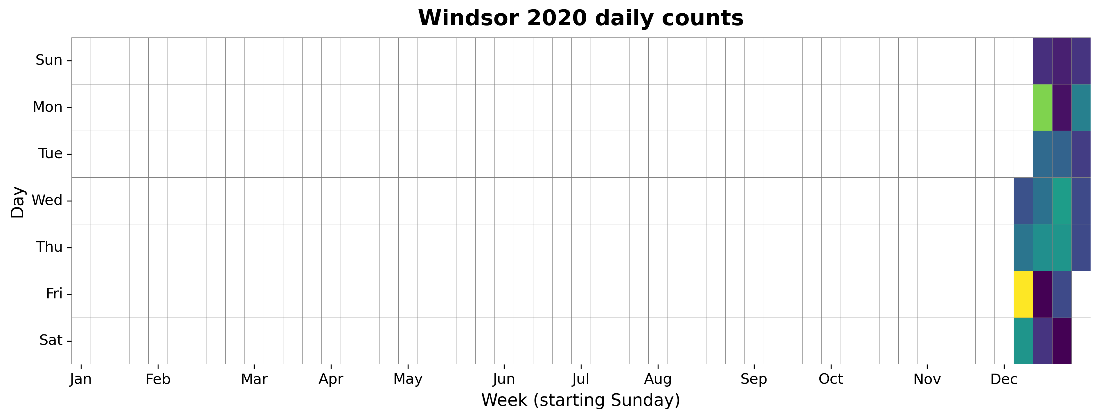 2020 daily heatmap for Windsor